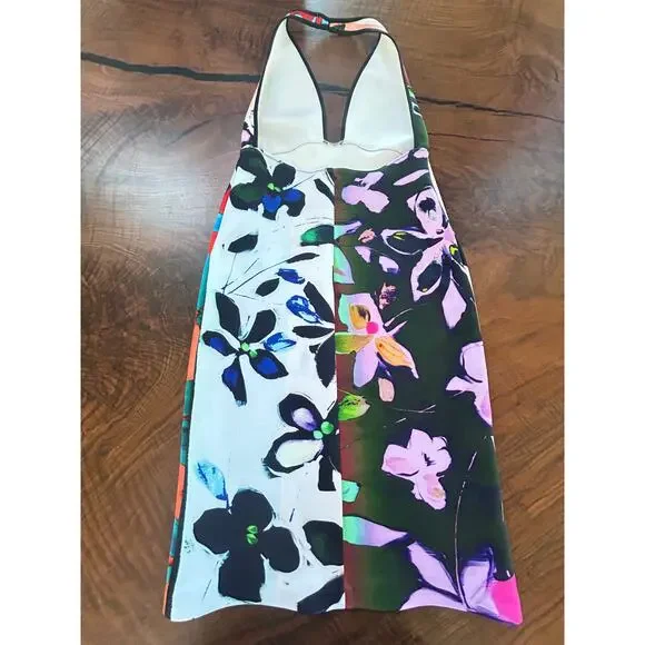 Clover Canyon Riviera Sunrise Neoprene Scuba Halter Dress Size M - Picture 3 of 6
